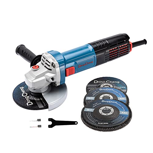 DongCheng 1100 W Winkelschleifer 125 mm Trennschleifer, mit 2 Schleifscheiben, 2 Lamellenscheiben und 1 Hilfsgriff # DSM10-125