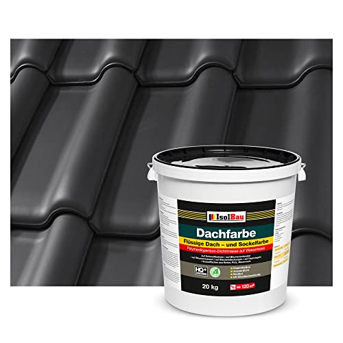 Isolbau Dachfarbe - 20 kg RAL Farbe Fassadenfarbe Nano Dachlack Sockelfarbe Wetterfest - Lösemittelfrei, Wasserdicht, UV-beständig - Schwarz