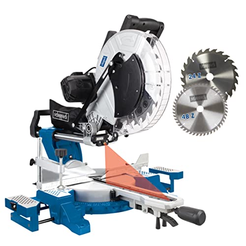 Scheppach Kappsäge HM140L Kapp-Zugsäge Gehrungssäge mit Laser & LED | Schnitthöhe 105 mm | Schnittbreite 330 mm | 230V 2000W | Sägeblatt Ø 305mm | beidseitig neigbarer Sägekopf | inkl. 2. Sägeblatt