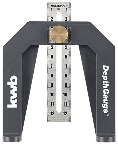 kwb Tiefenmesser/Tiefenlehre für Ober-Fräsen und Tischkreissägen inkl. 2 Mess-Skalen in cm und inch