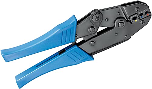 fixpoint 11790 Crimpzange für isolierte Kabelschuhe von 0,5 - 6,0 mm² Quetschzange mit Ratschenfunktion & Zwangssperre Kabelschuh Presszange Blau