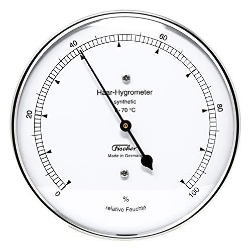 Fischer 122.01 - synthetisches Haar-Hygrometer - 103mm Luftfeuchtigkeitsmesser aus Edelstahl Made in Germany