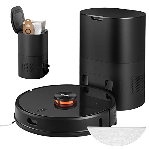 Saugroboter mit wischfunktion, 2700 pa Staubsauger Roboter mit Absaugstation und ladestation, App Steuerung , Lasernavigation, Reinigt tierhaare und Teppiche