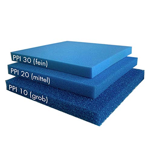 Pondlife Filterschaum blau 50x50x3 cm zur optimalen Verwendung als Filtermedium in Teichfiltern PPI PPI30 (fein)