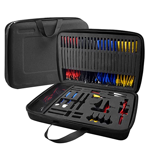 Multimeter Test Leads Set, 92PCS KFZ Fehlerdiagnose Messleitungsset enthält Prüfspitzen, Kabelverbinder, Krokodilklemmen, Elektrisch Auto Reparatur Prüfkabel mit Aufbewahrungstasche für Fahrzeuge