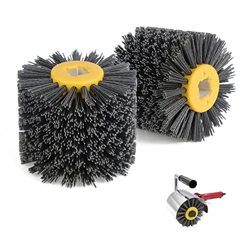 EXLECO 2 Nylonbürsten #120 Körnung Drahtziehrad Pinsel Polierbürste für Satiniermaschine Schwarz Schleifbürste Polierscheibe Bürste Borstenbürste Grit Bürste für 19mm Durchmesser Holz Bürsten Maschine