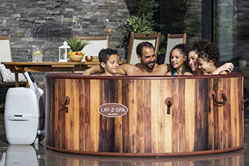 Bestway LAY-Z-SPA Helsinki AirJet™ Whirlpool, 180 x 66 cm, 5-7 Personen, rund, Holz-Optik