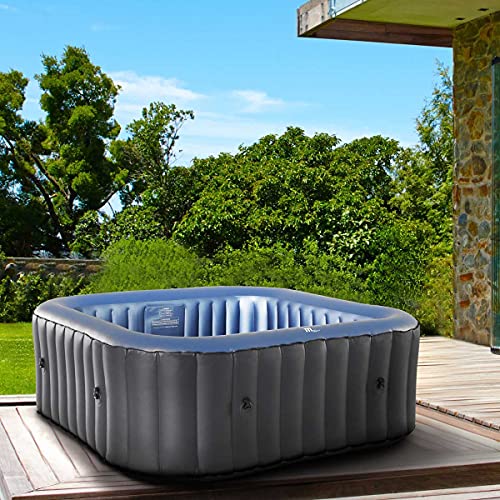 Whirlpool aufblasbar BRAST MSpa Tekapo für 6 Personen 185x185cm In-Outdoor Pool 132 Massagedüsen Timer Heizung Aufblasfunktion per Knopfdruck TÜV geprüft Bubble Spa Wellness Massage