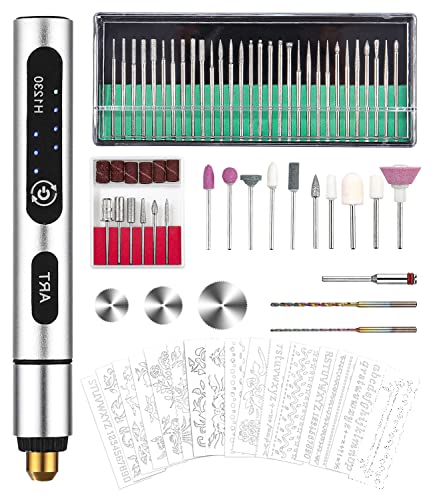 Elektrische Gravierstift,Gravierwerkzeugsatz mit 50 Bits Gravierwerkzeugsatz Gravur Gerät USB Mini Gravierstift Mit Gravurzubehör Tragbarer DIY-Rotationsgravierer für Schmuck für Glas Schnitzen DIY