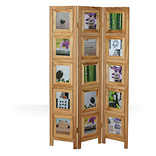 Homestyle4u 971, Foto Paravent Raumteiler 3 teilig, Fotowand Holz, Natur