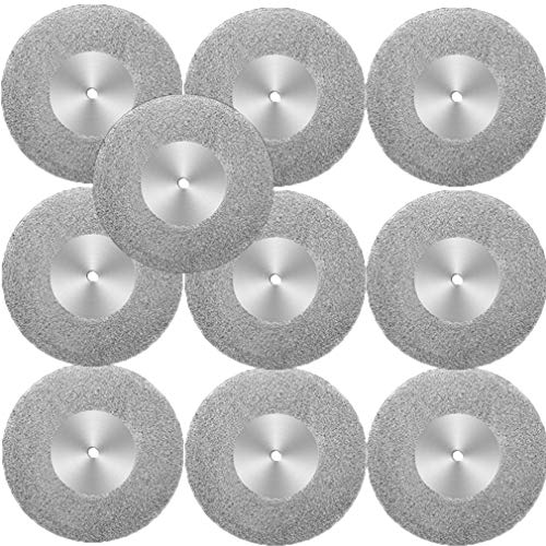 QWEA Kleine Emery Runde Glas schneiden scharfes Stück Jade Glas Stein elektrische Schleifscheibe Sägeblatt hohe Härte Stahl verschleißfest (10er Pack + 2 Wurzelpfosten)