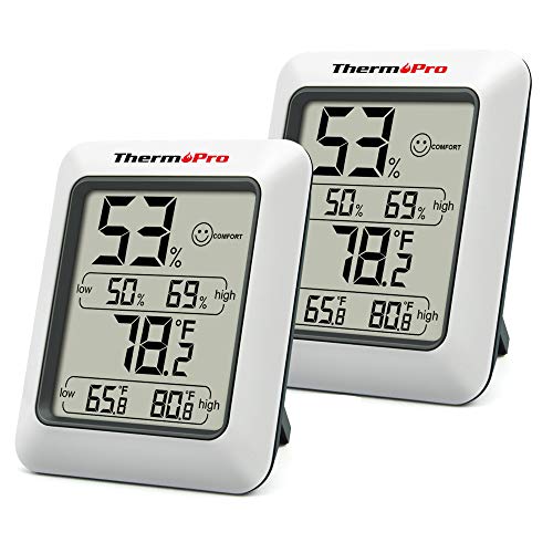 ThermoPro TP50 digitales Thermo-Hygrometer Innen Thermometer Hygrometer Temperatur und Luftfeuchtigkeitsmesser Klima Monitor 2er Set für Raumklimakontrolle Raumluftüerwachtung