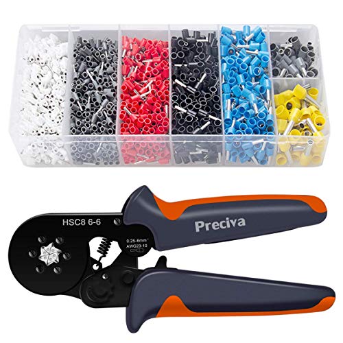 Crimpzangen Aderendhülsen Set - Preciva Sechskant Aderendhülsenzange Presszange mit 1900 Stk. Aderendhülsen Set 0,5-6 mm²