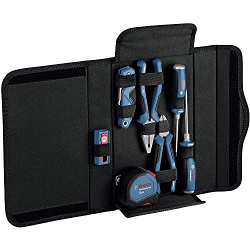 Bosch Professional 16 tlg. Profi Werkzeug Set (inkl. Zangen, Schraubendreher, Universal Klappmesser, Maßband & Zubehör)