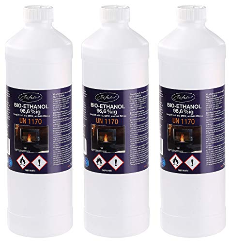 Carlo Milano Bioethanol: 3er-Set Bio-Ethanol/Bio-Alkohol für Deko-Kamine, je 1 l (Geruchsneutrales Bio-Ethanol)