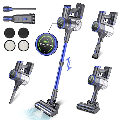 VAKYOU Akku-Staubsauger 450W 33KPA Stabstaubsauger mit automatischer Stauberkennung großes LED-Display Anti-Winding-Bürste bis zu 45 Minuten 6-in-1 Handstaubsauger Akkusauger