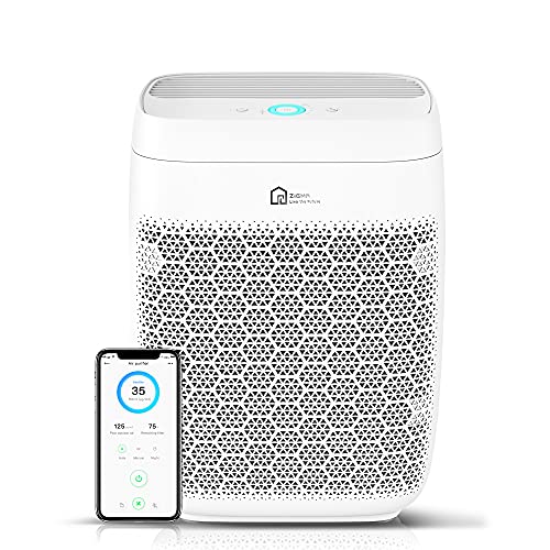 Luftreiniger, Zigma Luftreiniger Allergiker für Raucherzimmer Wohnung, H13 HEPA Luftfilter gegen 99,99 % Staub, Pollen, Rauch, 0,1 Mikron, CADR 330m³/h bis zu 150㎡, UV-C, App Steuerung, PM 2.5 Sensor