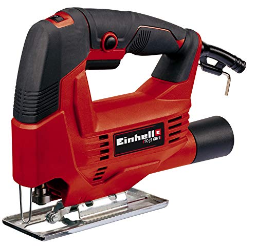 Einhell Stichsäge TC-JS 60/1 (vibrationsarm, Drehzahlelelektronik, werkzeugloser Sägeblattwechsel, Sägeschuh für Gehrungsschnitte bis 45° Grad)