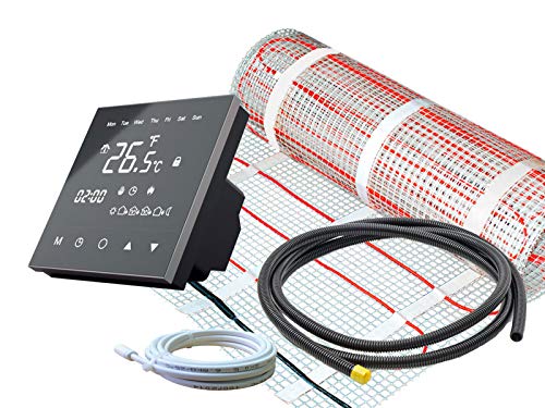 Elektrische Fußbodenheizung SunPro für Fliesen 160 W/m² - Komplett-Set mit Thermostat RT-50 touch/schwarz (1 m² - 0,5 x 2 m)