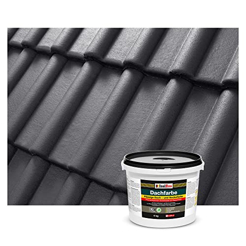 Isolbau Dachfarbe - 4 kg RAL Farbe Fassadenfarbe Nano Dachlack Sockelfarbe Wetterfest - Lösemittelfrei, Wasserdicht, UV-beständig - Anthrazit