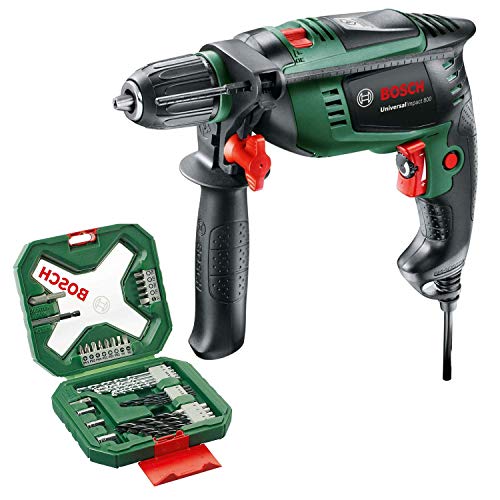 Bosch Schlagbohrmaschine UniversalImpact 800 (800 Watt, Koffer) + 34tlg. X-Line Classic Schrauber und Bohrer Set (Holz, Stein und Metall, Zubehör für Bohrmaschinen)