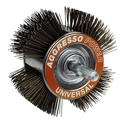 kwb Agresso Universal-Schleifbürste für Bohrmaschine, gekröpfte Form mit 110 mm Durchmesser, 1 stück, Rundbürste ideal für Reinigungs- und Schleifarbeiten, Made in Germany