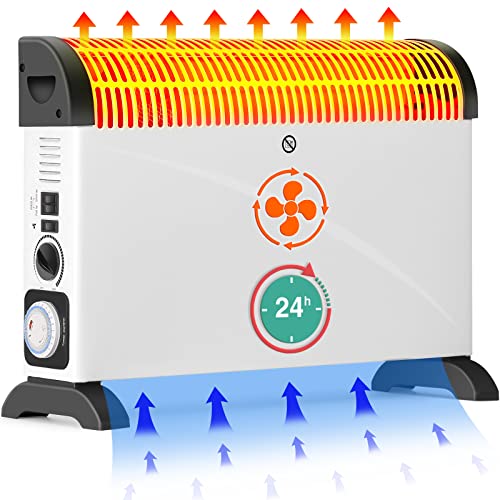 Konvektor Heizung Elektrisch mit 24 Stunden Timer , Elektroheizung Energiesparend 2000W mit Turbo-Ventilator, 3 Stufen Heizstufen Elektrische Heizgeräte,Geeignet für Wohnzimmer, Schlafzimmer,Büro