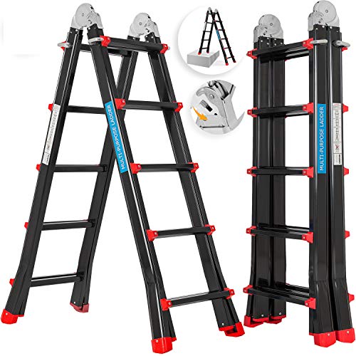 Masko® Aluminium Teleskopleiter Multifunktionsleiter Aluleiter Klappleiter Anlegeleiter