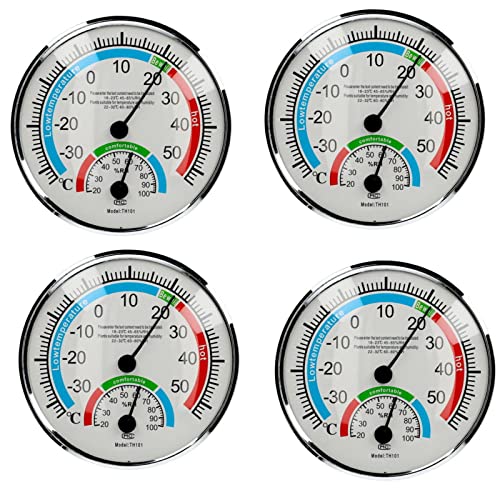 4 Stück 2 in 1 Indoor Outdoor Thermometer Hygrometer, kabelloses Temperatur- und Luftfeuchtigkeitsmessgerät, analoges Hygrometer für Indoor Office Home Room Outdoor