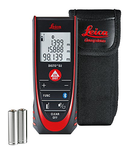 Leica DISTO D2 – funktioneller Laser Entfernungsmesser mit Bluetooth (App-Nutzung) für Distanz-, Flächen- und Volumenmessungen (Innenbereich & automatische Endstückerkennung)