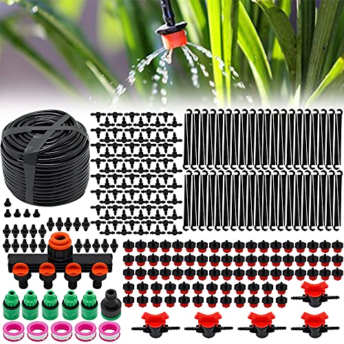 Ubaywey 50M Bewässungssystem 282tlg. Bewässerung Set Micro Drip Bewässerung Kit Automatische Sprinkler Bewässerungssets mit Düse Tropfer für Garten Pflanzen Gewächshaus Rasen Terrasse